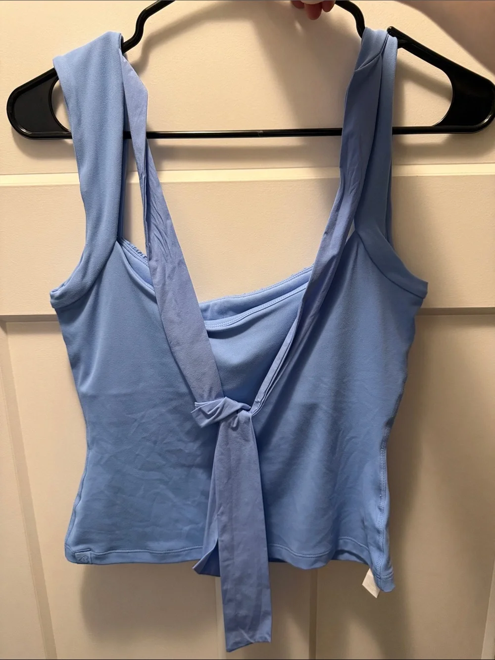 Sleeveless Light Blue Square-Neck Tank Top